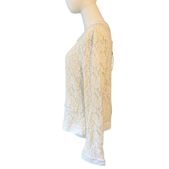 Mono Reno Elegant Cream Lace Button-Up Knit Cardigan Women’s Size Large NWT - Picture 4 of 8